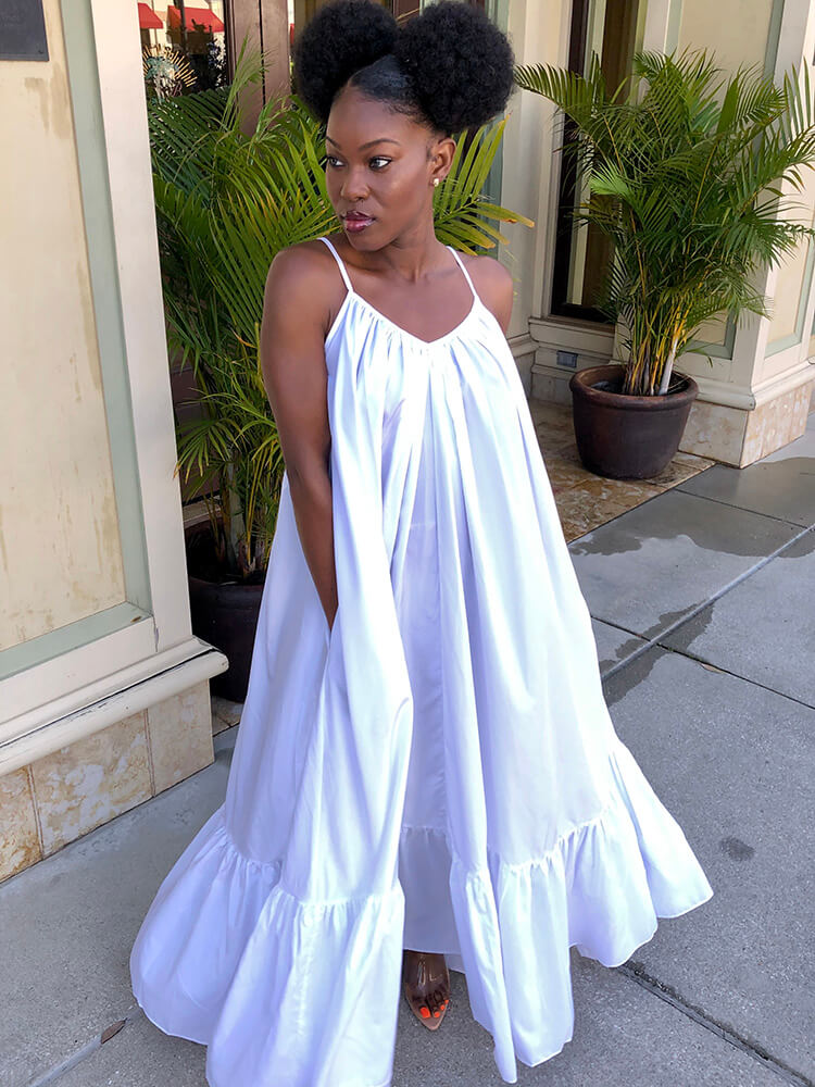 Plus Size Spaghetti Strap Ruffle Beach Maxi Swing Dress