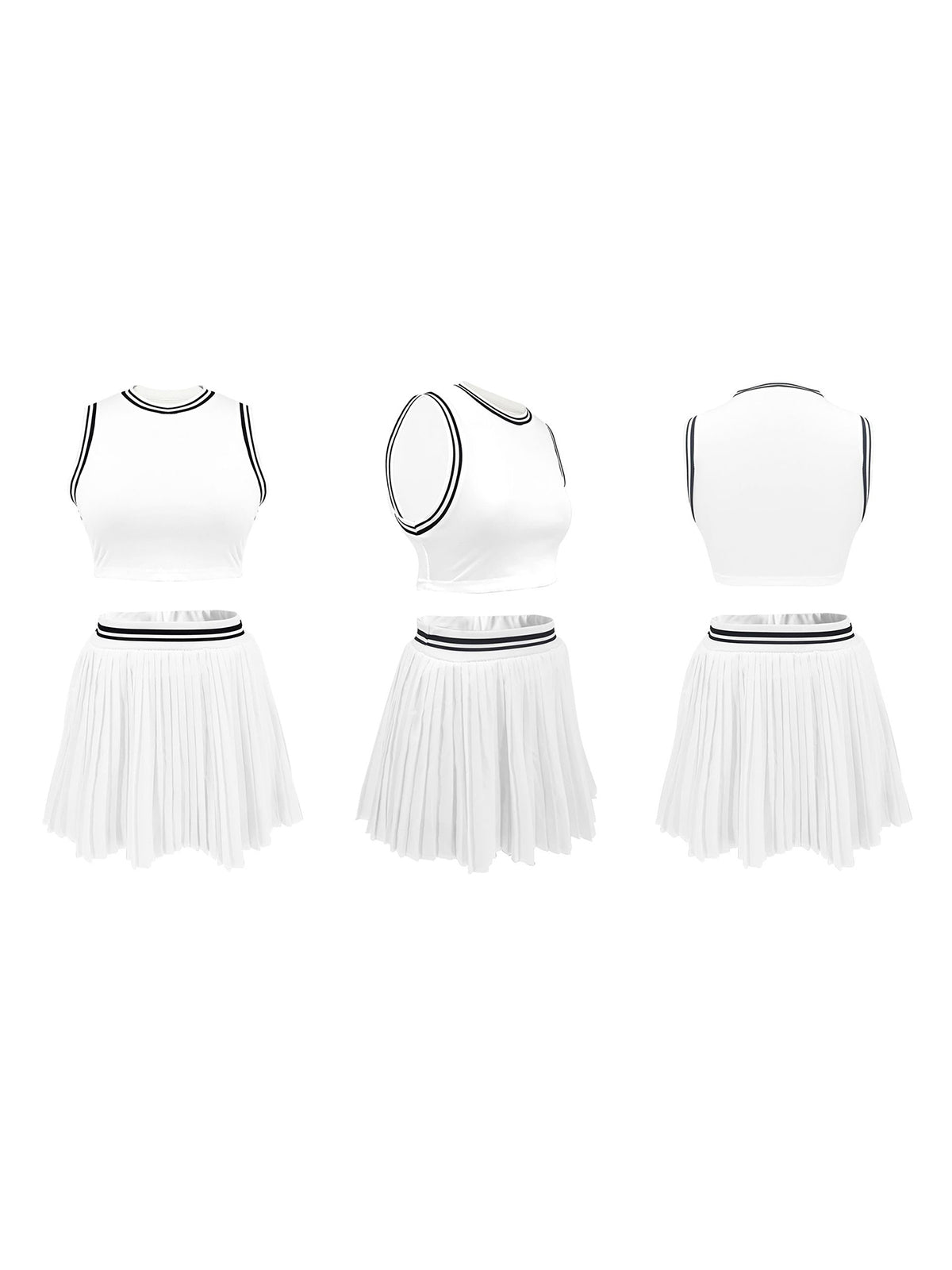 Sleeveless Crop Top Pleated Skirt Set