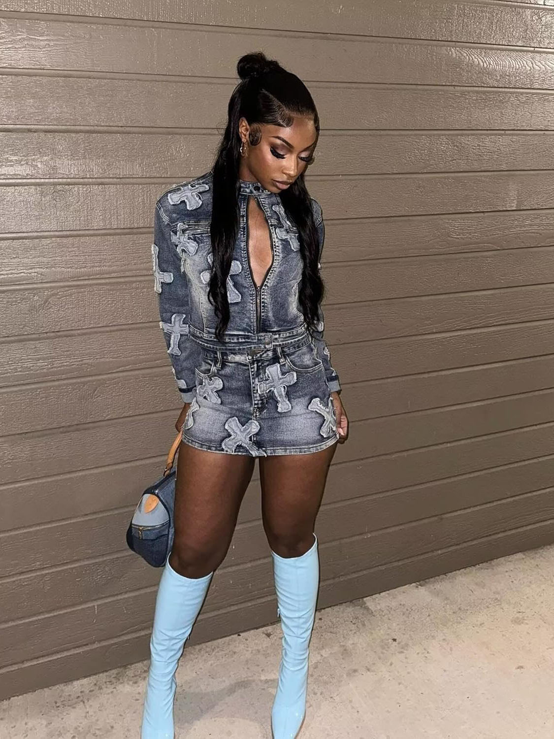 Y2K Denim 2 Piece Skirt Set