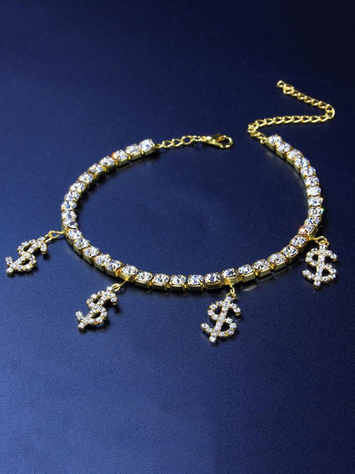 Strass-Fußkettchen mit Dollarzeichen 