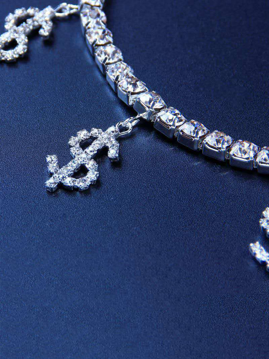 Dollar Sign Rhinestone Anklet