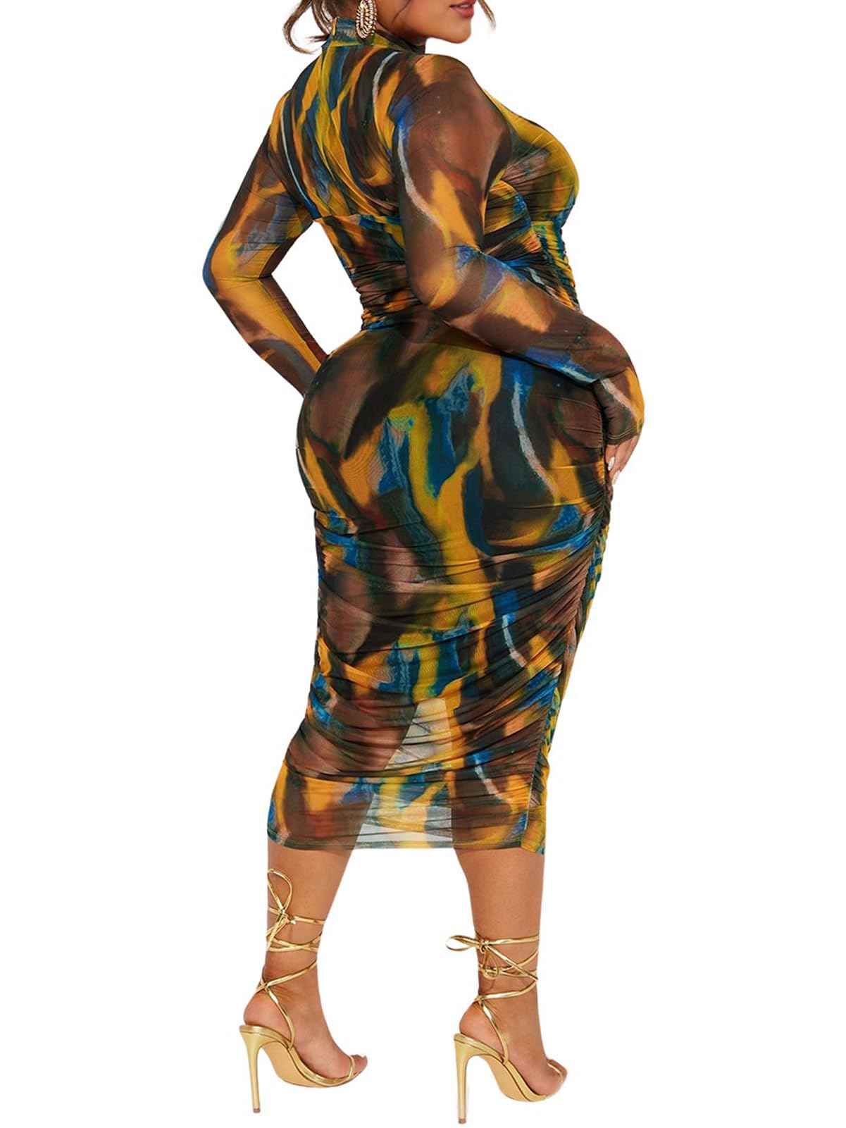 Mesh Cover Up Spaghetti Strap Midi Dress