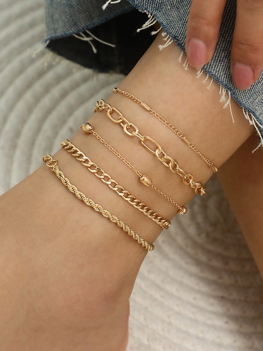 Minimalist Vintage Snake Chain Ankle Bracelet Set