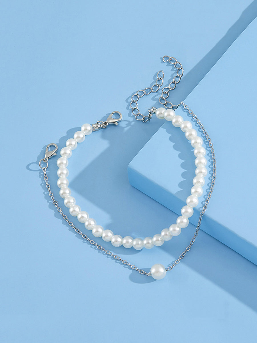 Double-Layered Pearl Anklet Set