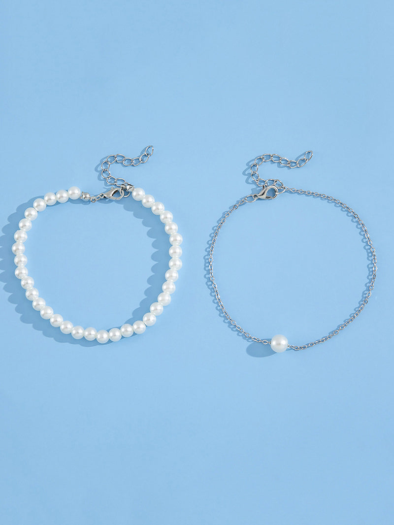 Double-Layered Pearl Anklet Set