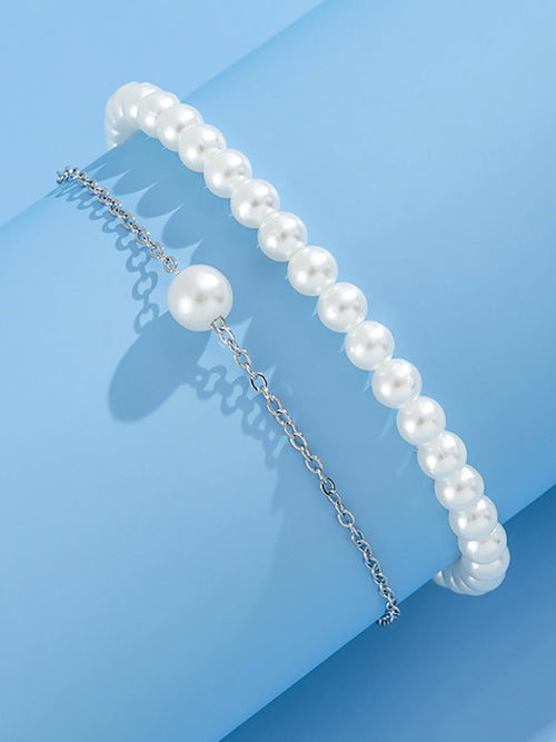Ensemble de bracelet de cheville en perles double couche 
