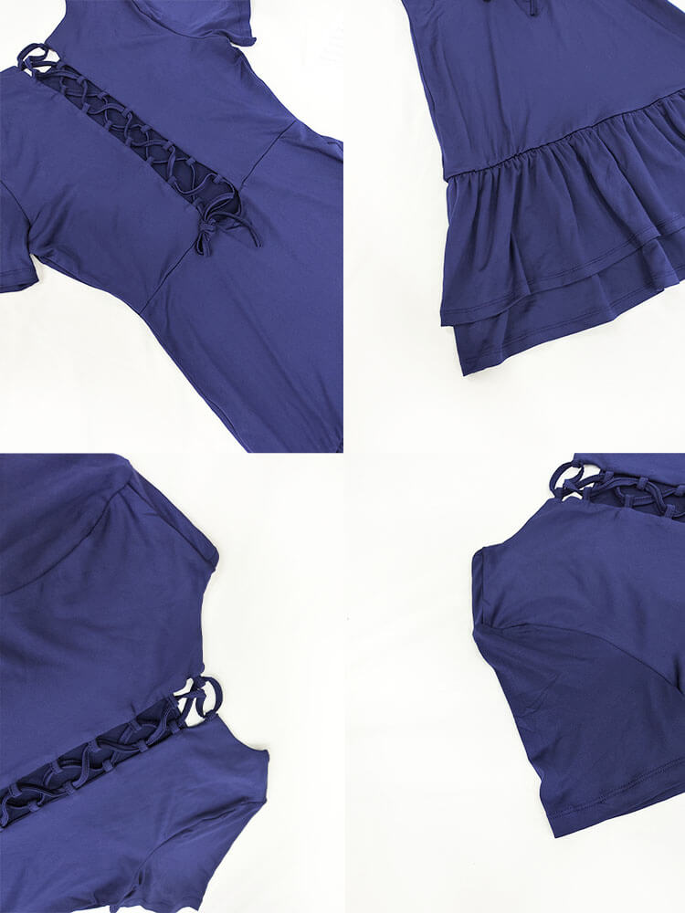 Short Sleeve Criss Cross Ruffle Mini Dress