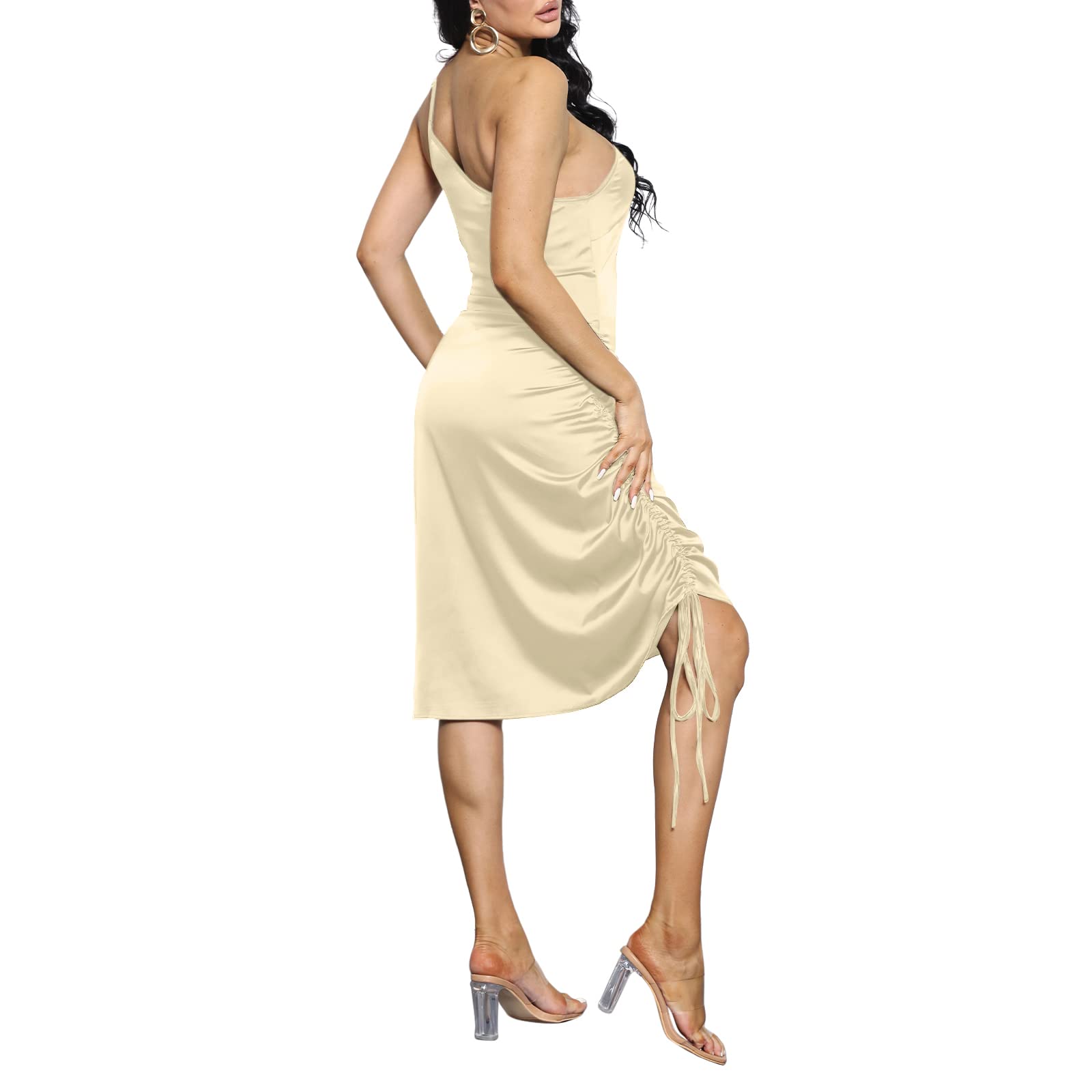 Spaghetti Strap Drawstring Ruched Dress