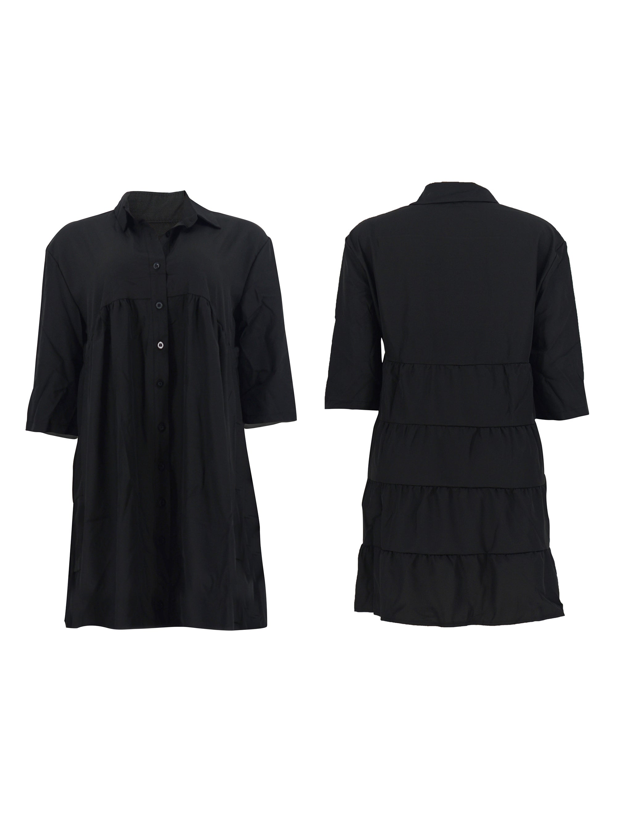 Short Sleeve Ruffle Swing Mini Dress