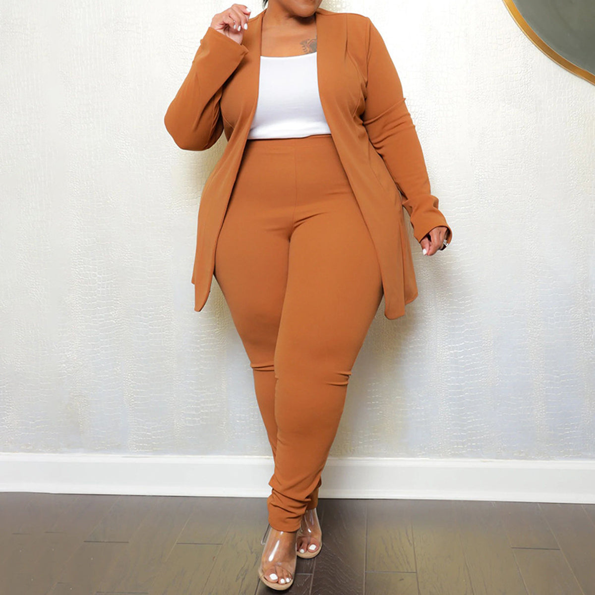 Two Piece Long Sleeve Jacket Bodycon Pants