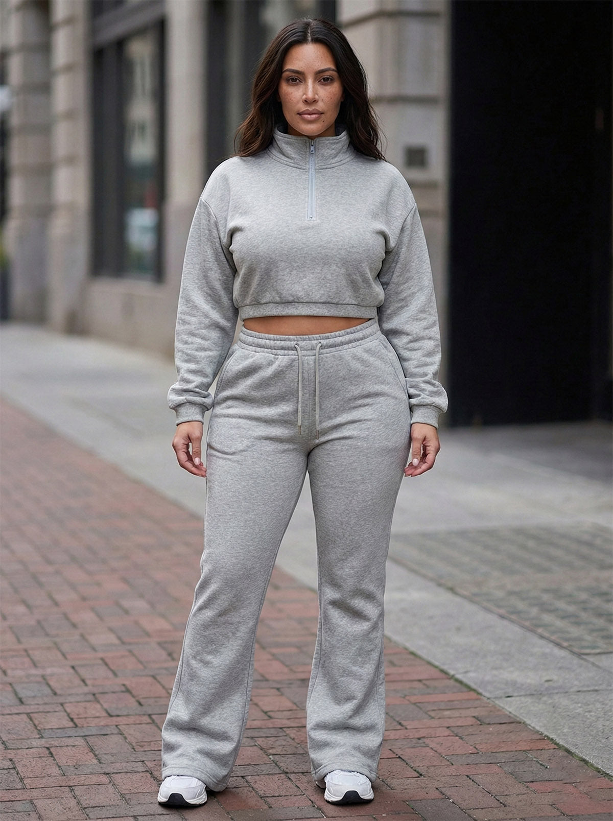 Mock Neck Zipper Pant Set