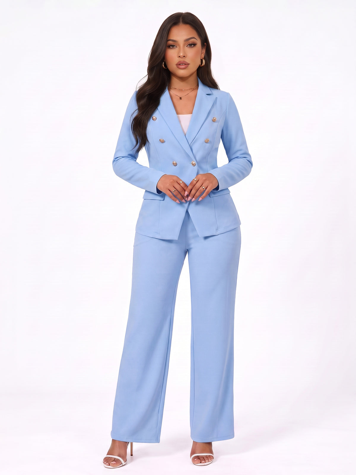Double Breasted Lapel Blazer Pants Set