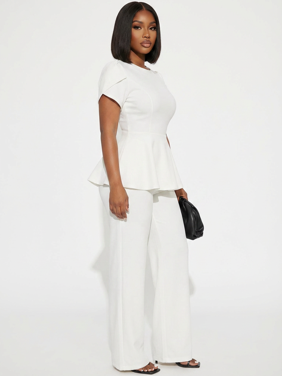 Short Sleeve Ruffle Top Pants Set