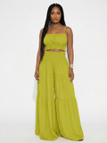 Spaghetti Strap Crop Top Wide Leg Pants Set