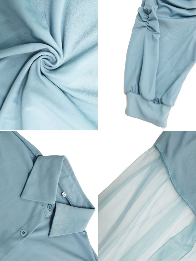 Mesh Patchwork Short Sleeve V Neck Top