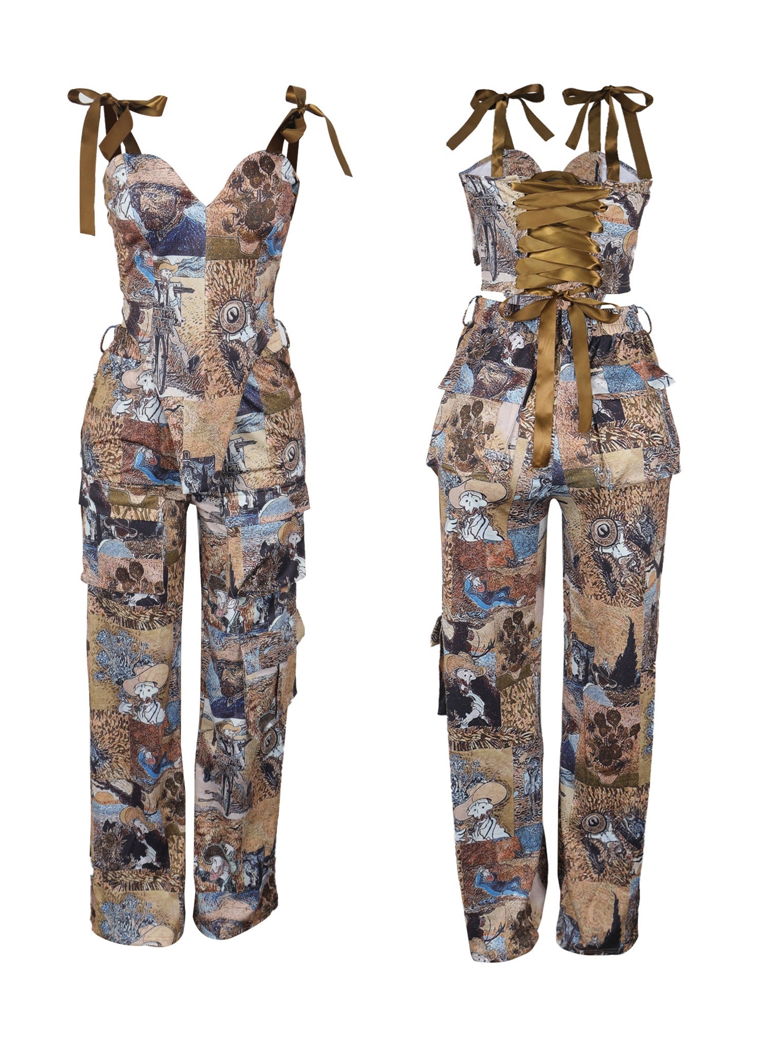 Van Gogh II Lace-Up Cargo Pants Set