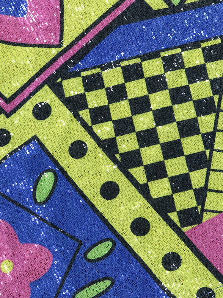 Short Sleeves Sequins Mini Dress