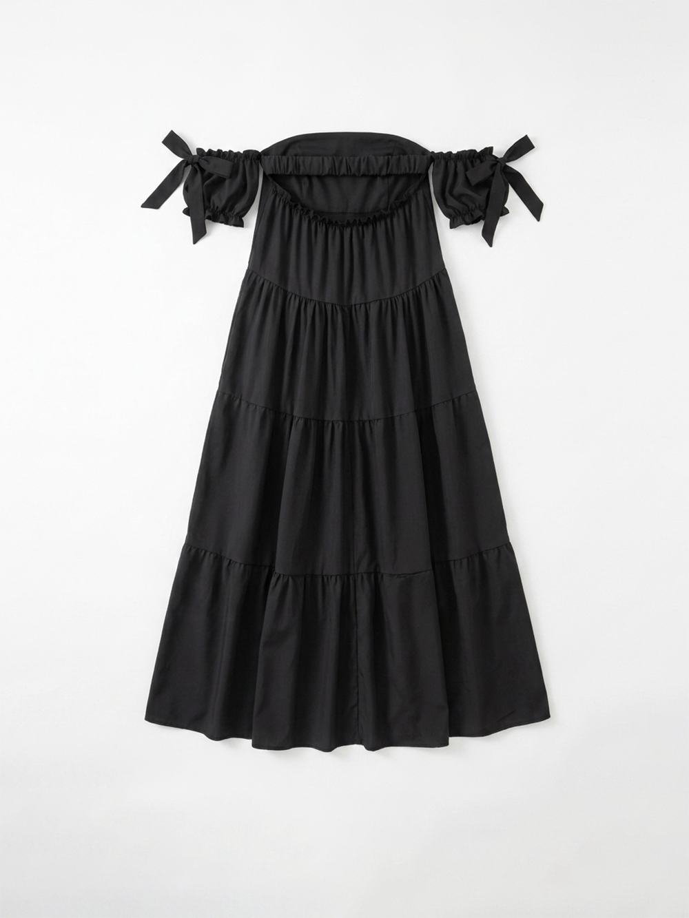 Off Shoulder Ruffle Asymmetric Midi Dress