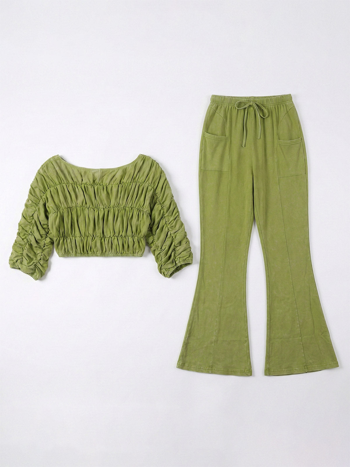 Colorblock Ruched Pants Set