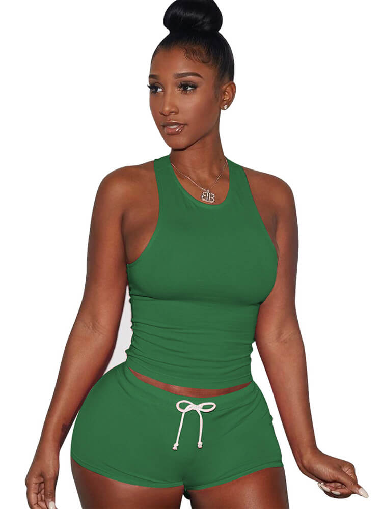 Two Piece Sleeveless Crop Top shorts Set Tracksuits