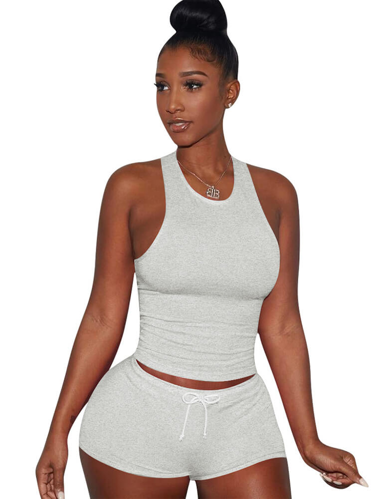 Two Piece Sleeveless Crop Top shorts Set Tracksuits