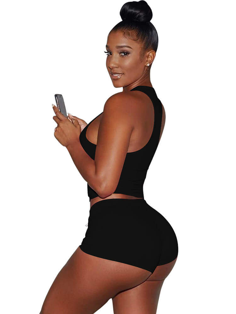 Two Piece Sleeveless Crop Top shorts Set Tracksuits