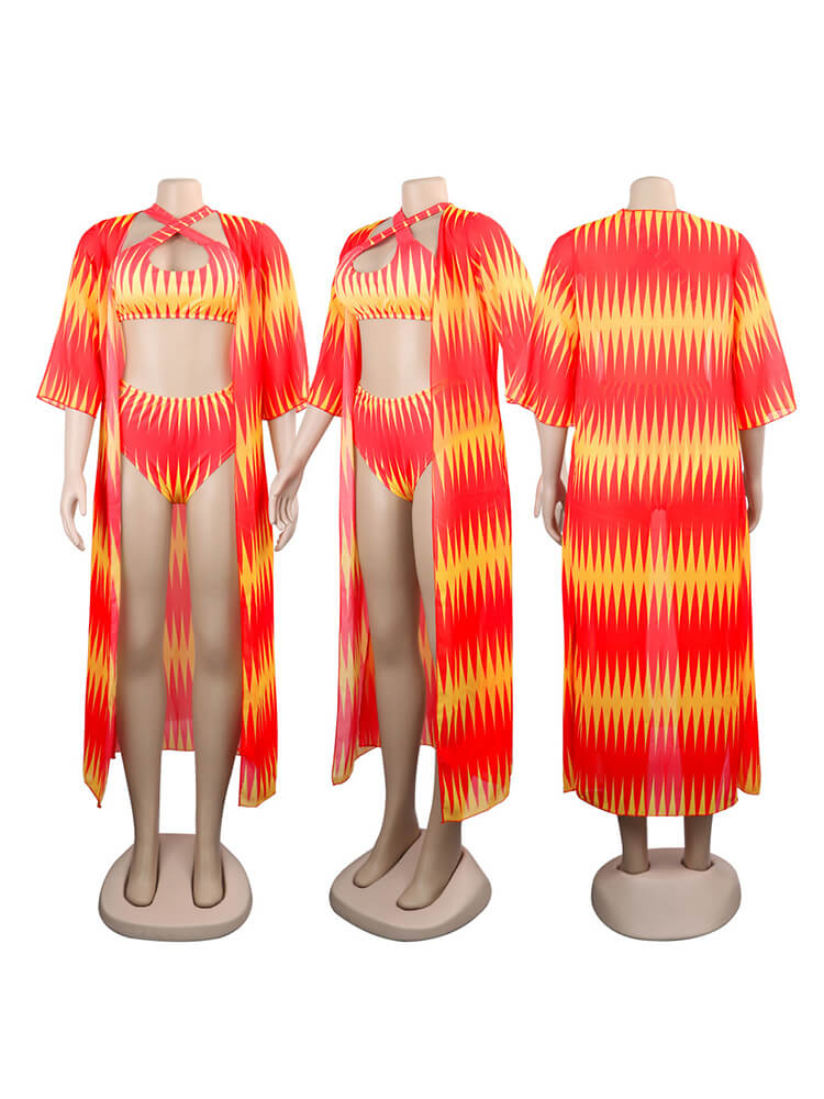 Three Pieces Beach Bikini Swimwear Suit