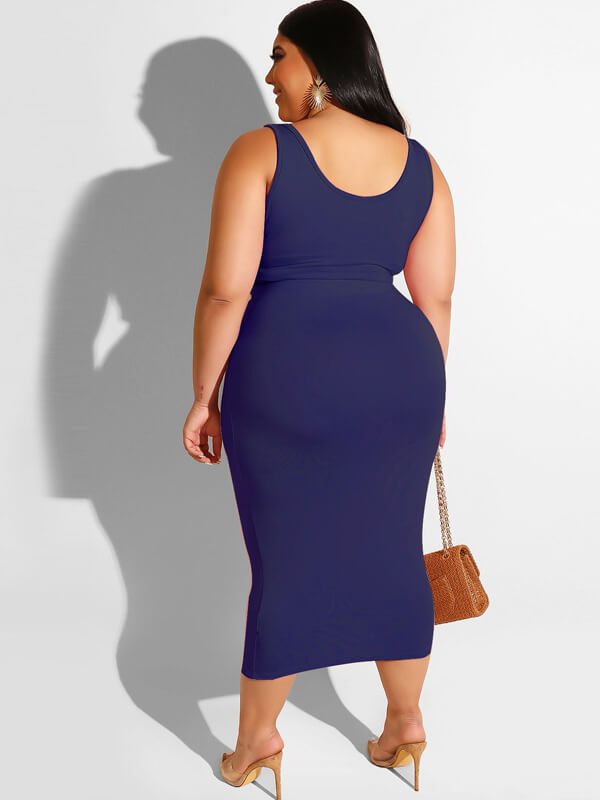 Plus Size Two Piece Tank Top Maxi Skirts Set