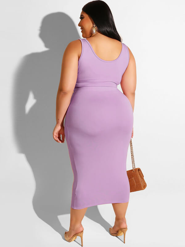 Plus Size Two Piece Tank Top Maxi Skirts Set