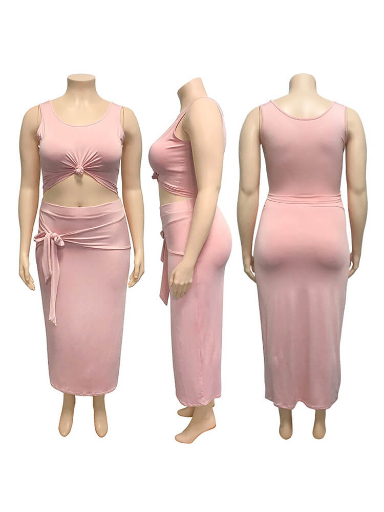Plus Size Two Piece Tank Top Maxi Skirts Set