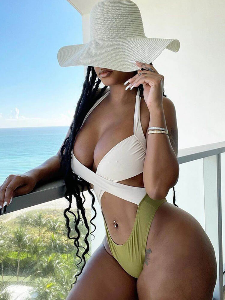 One Piece Halter Criss Cross Wrap Bikini Bandage Swimsuit