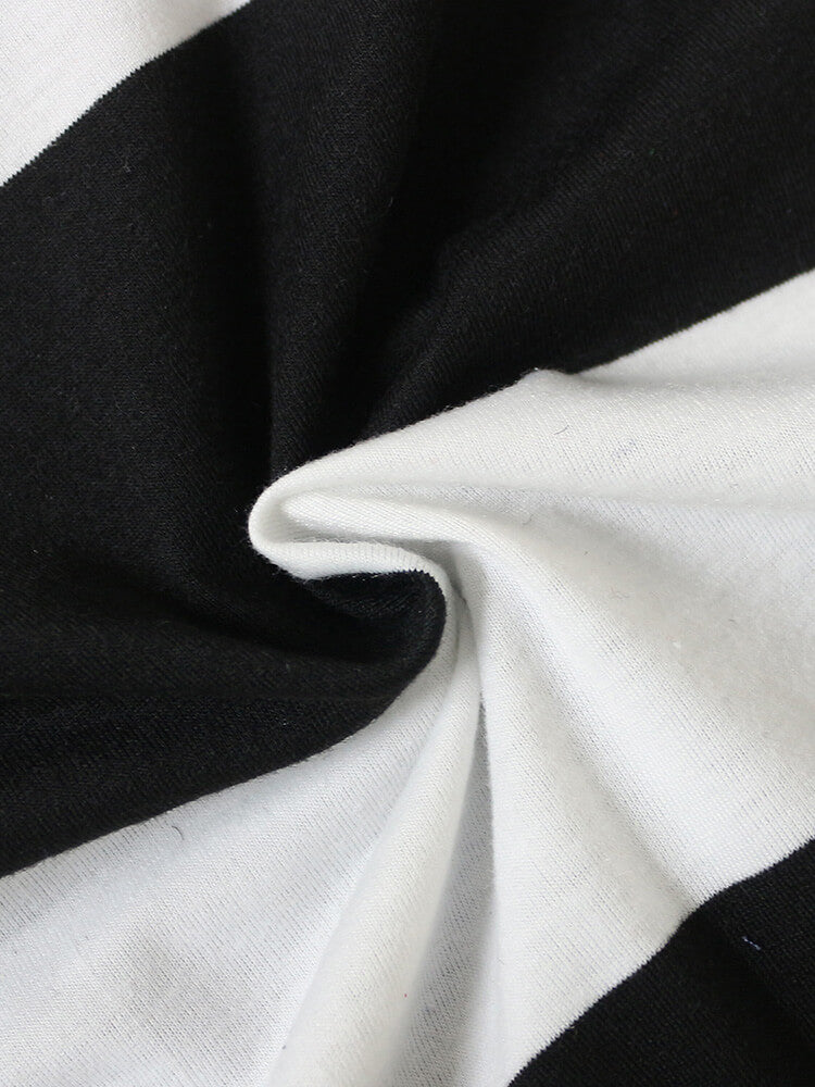 Striped One Shoulder High Low Irregular Top Dress