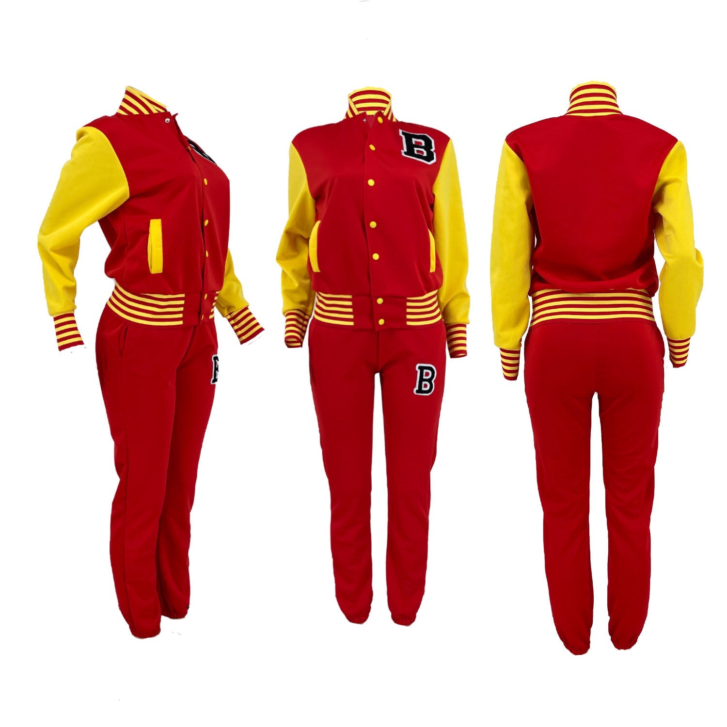 Two-Piece Letter Print Color Block Baseball Set