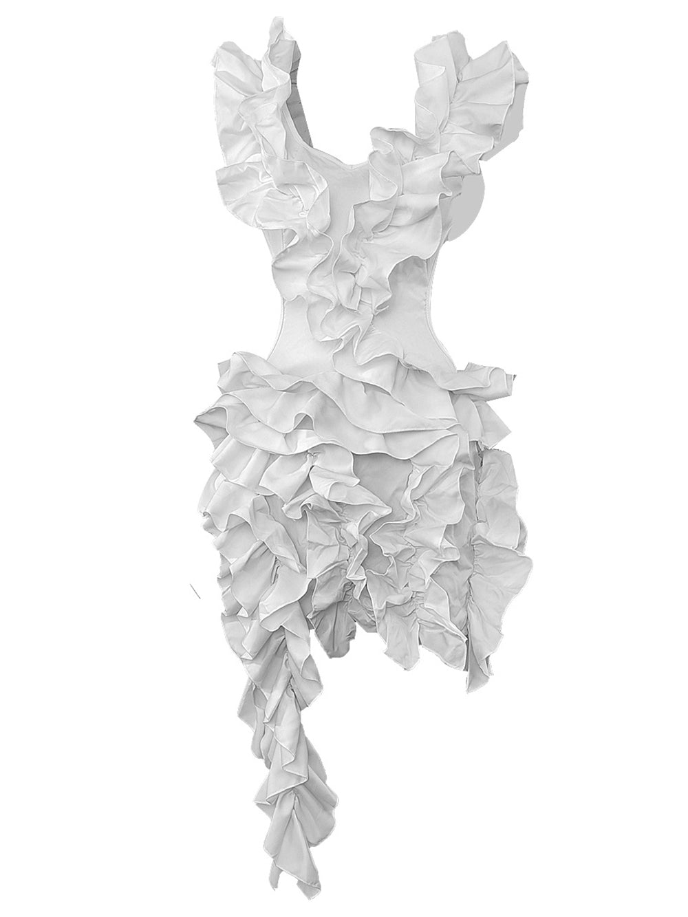 Sleeveless Crimping Backless Asymmetrical Mini Dress