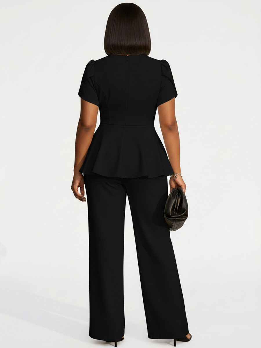 Short Sleeve Ruffle Top Pants Set
