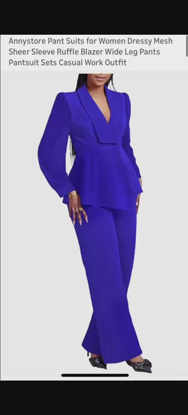 Chiffon Sleeve Shawl Collar Blazer Pants Set