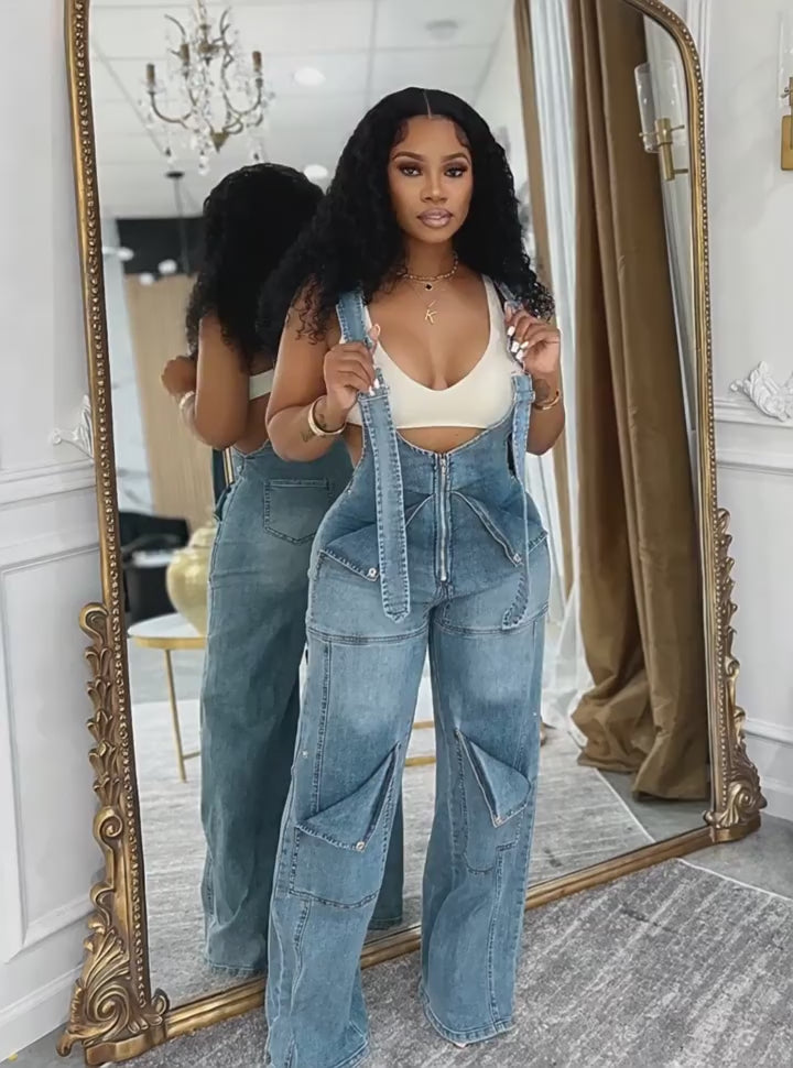 Loose Fit Overalls Denim Jumpsuit