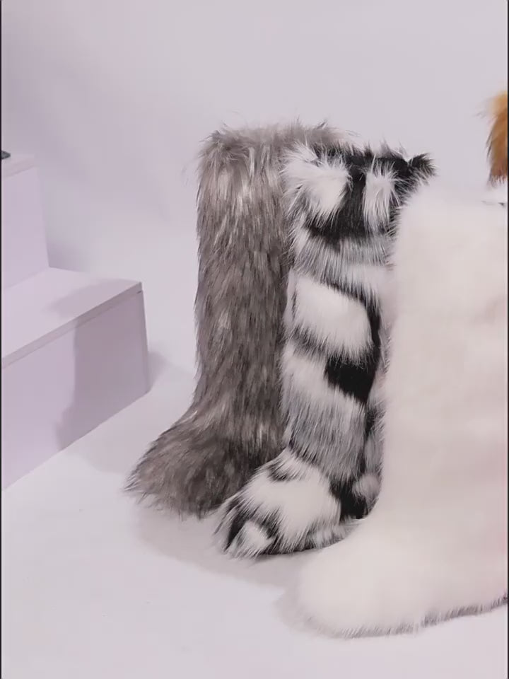 Y2K Fur Winter Knee-High Snow Boots
