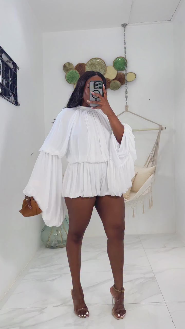 Ruffle Lantern Sleeve Top Shorts Set