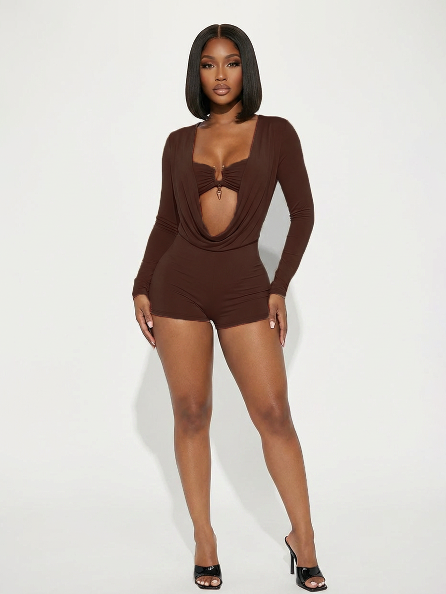Strapless Metal Detail Top Romper Set