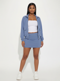 Zip Jacket Mini Skirt Set