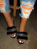 Fuzzy Letter Rhinestone Slides