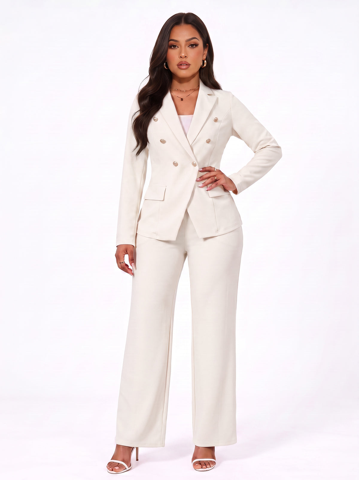 Double Breasted Lapel Blazer Pants Set
