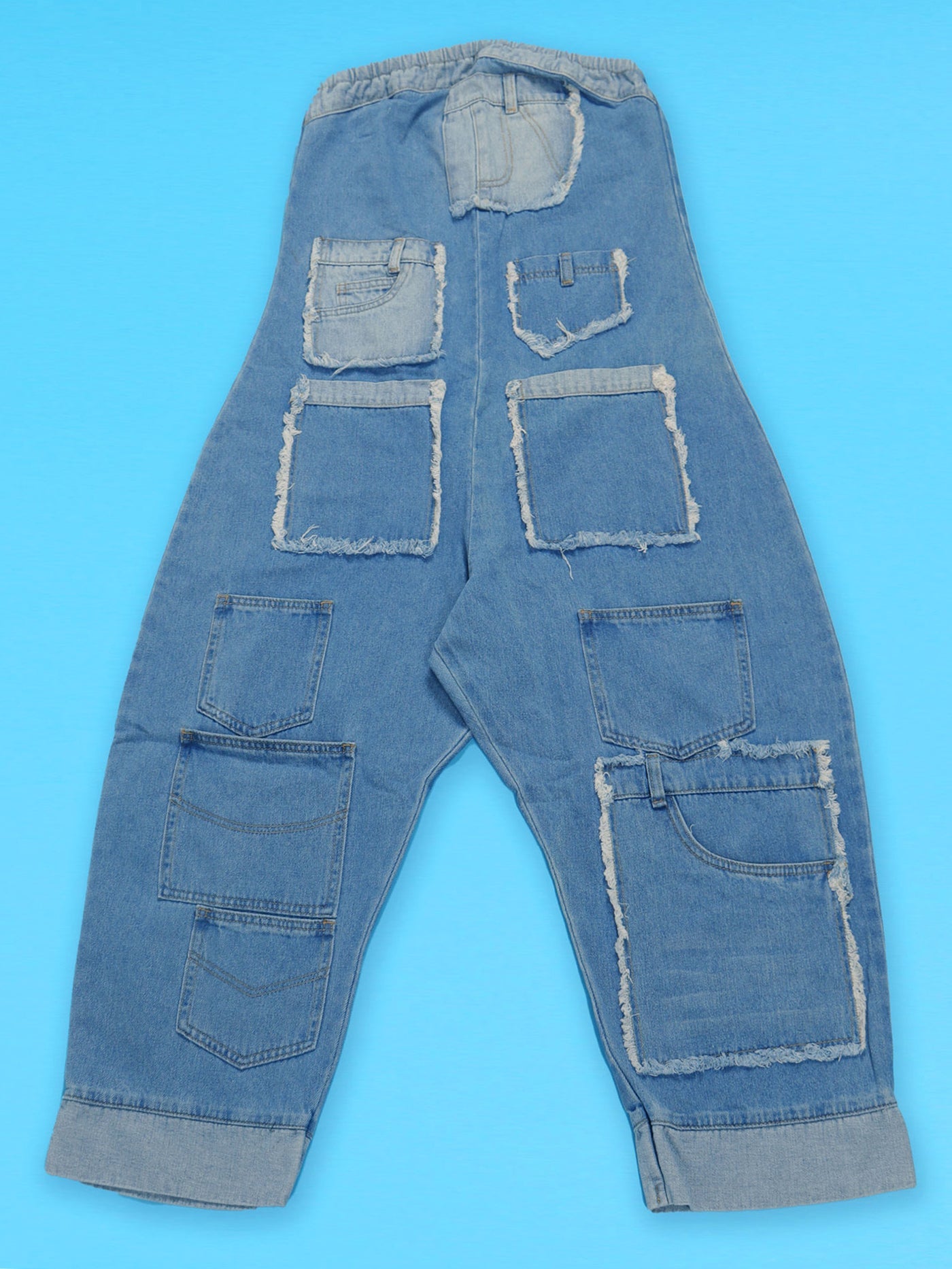 Multiple Pockets Denim Utility Jumpsuit