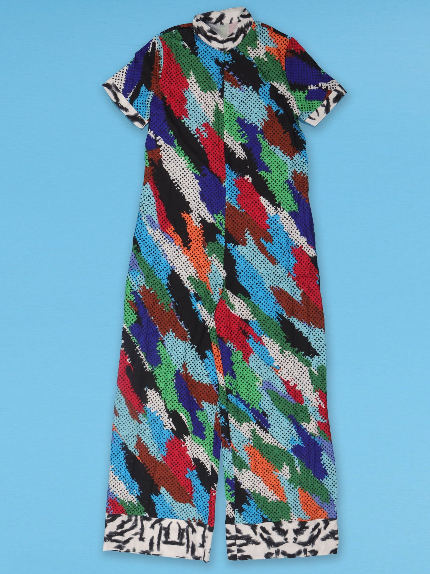 Print Zipper Wide Leg Jumpsuit