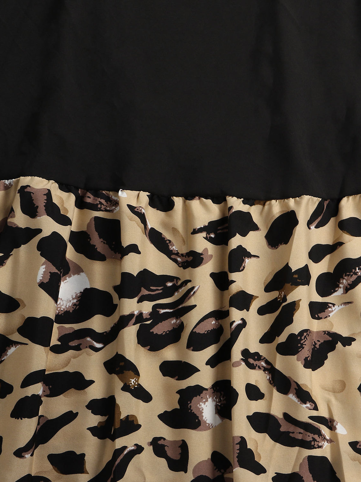 Sleeveless Ruffle Leopard Patchwork Maxi Dress