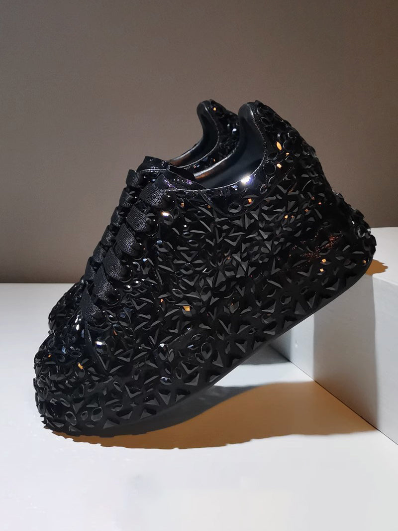 Rhinestone Lace-Up Chunky Sneaker