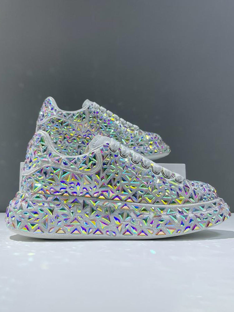 Rhinestone Lace-Up Chunky Sneaker