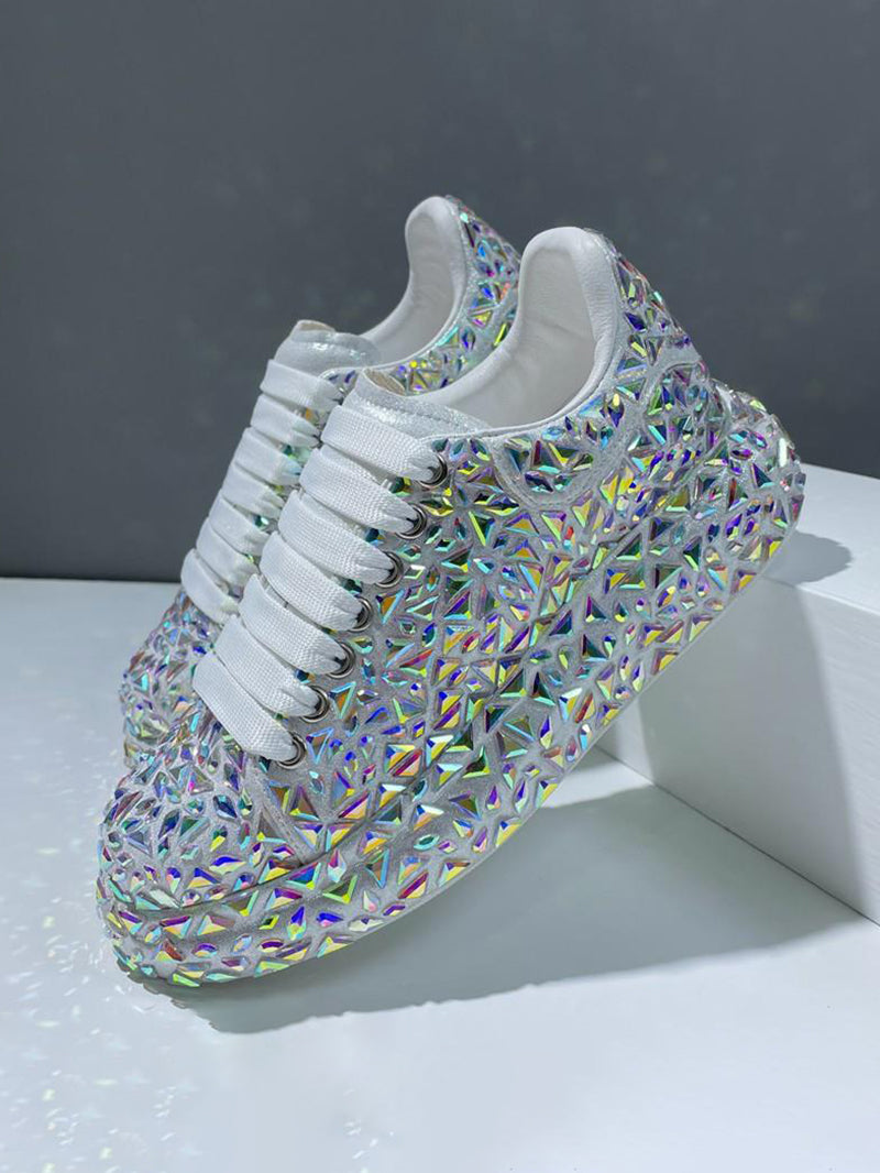 Rhinestone Lace-Up Chunky Sneaker