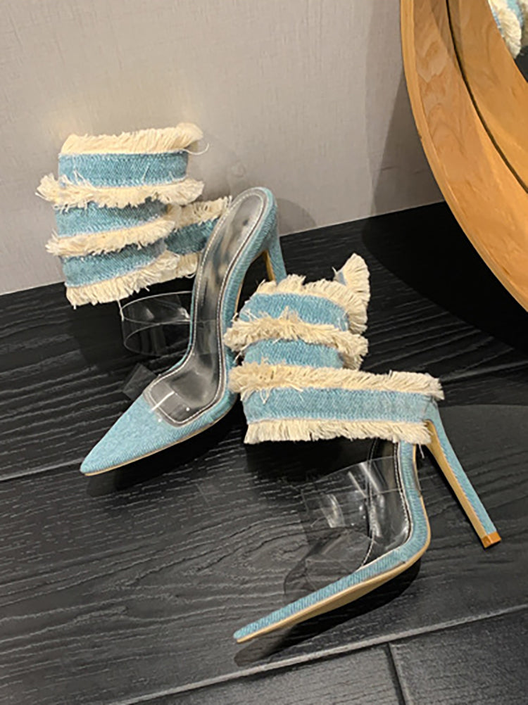 Denim Spiral Strap Sandal